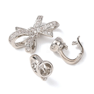 Brass Micro Pave Clear Cubic Zirconia Fold Over Clasps KK-D259-06P-1