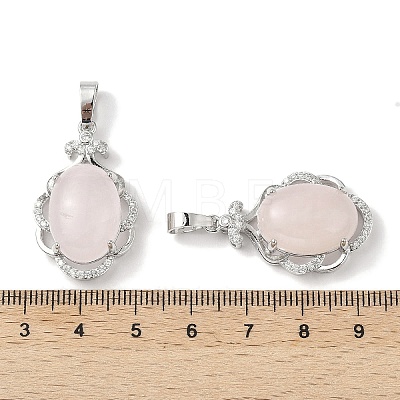 Natural Rose Quartz Oval Pendants G-NH0025-15P-21-1