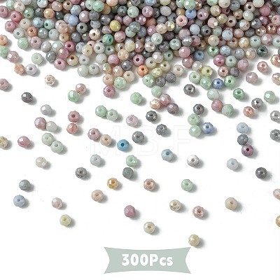300Pcs Faceted Electroplated Glass Beads Strands GLAA-YW0003-38-1