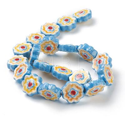 Handmade Porcelain Flower Beads Strands PORC-G006-14A-1