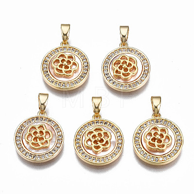 Brass Micro Pave Clear Cubic Zirconia Pendants KK-Q277-012-NF-1