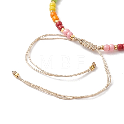 Colorful Glass Seed & Brass Braided Bead Bracelet BJEW-JB10138-01-1