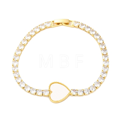 Brass Micro Pave Cubic Zirconia Link Chain Bracelets for Women BJEW-K273-01G-06-1