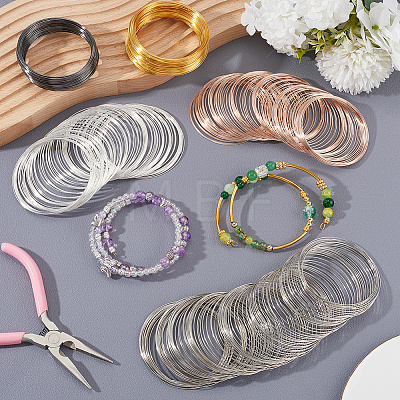 500Pcs 5 Colors Steel Memory Wire FIND-SP0002-10-1