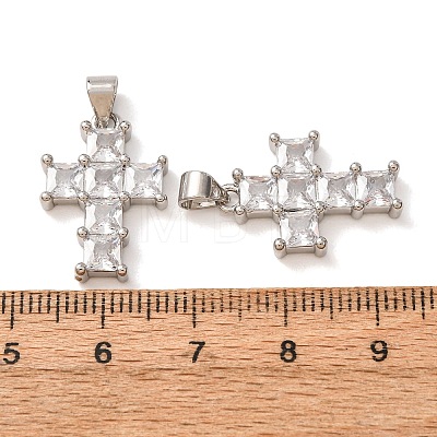 Brass Pave Clear Cubic Zirconia Pendants CU-CBA2907-01D-P-1
