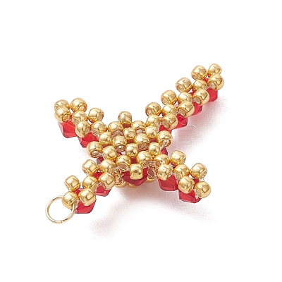 Glass Seed Beaded Pendants PALLOY-MZ01287-02-1