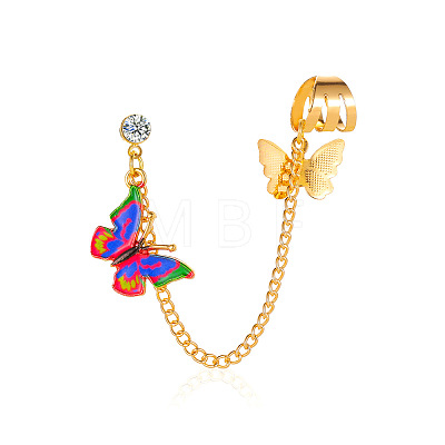 Butterfly Alloy Enamel Chains Tassel Stud Earrings WG03E93-16-1