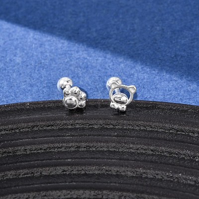 S999 Fine Silver Stud Earrings EJEW-C179-03S-1