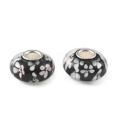 Lampwork & Brass Core European Beads LAMP-P019-01P-08-1