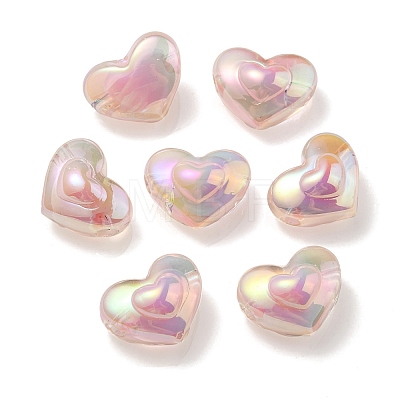 UV Plating Rainbow Iridescent Transparent Acrylic Beads OACR-C007-04E-1