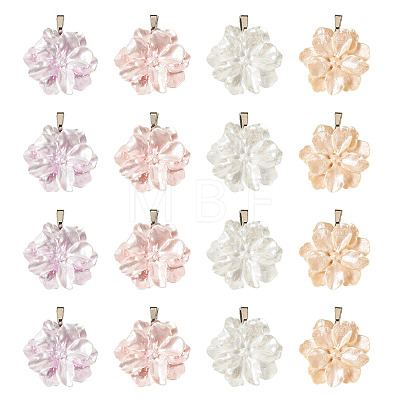 24Pcs 4 Colors Resin Pendants PALLOY-TAC0303-1