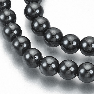 Non-magnetic Synthetic Hematite Beads Strands G-Q892-6mm-1
