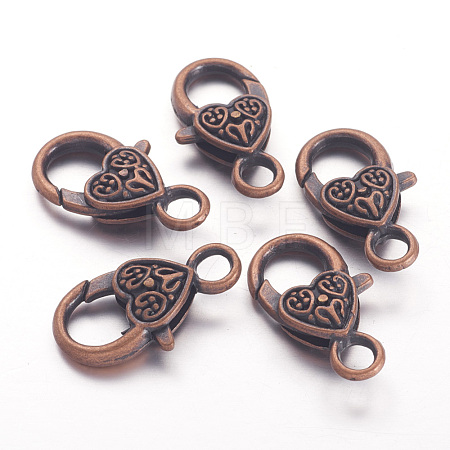 Tibetan Style Heart Lobster Claw Clasps X-K08Y0061-1