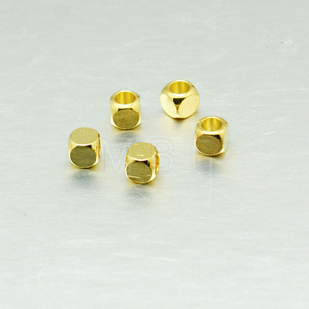 Cube Brass Spacer Beads KK-L015B-01G-1