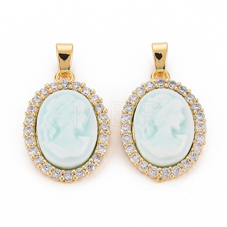 Brass Lilac Cubic Zirconia Pendants KK-N233-121B-NF-1