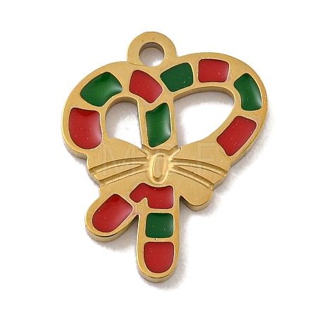 Christmas Theme 304 Stainless Steel Enamel Charms STAS-Z093-02K-1