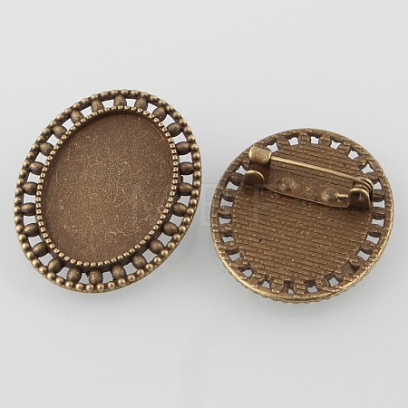 Vintage Alloy Brooch Cabochon Bezel Settings X-PALLOY-O038-33AB-NF-1