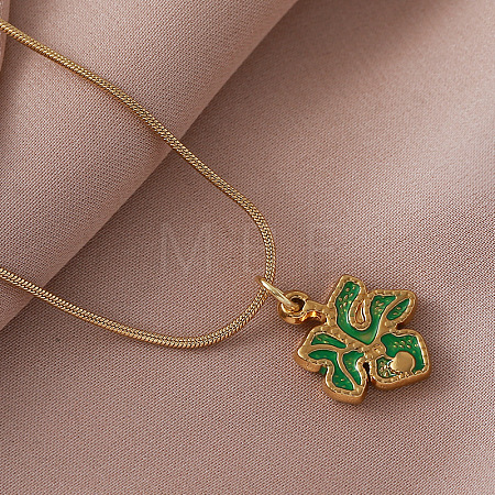 Vintage 304 Stainless Steel Enamel Maple Leaf Pendant Necklaces for Women YM5382-1