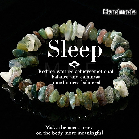 Natural Indian Agate Chip Beaded Stretch Bracelets JI5766-15-1