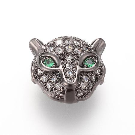 Brass Micro Pave Cubic Zirconia Beads ZIRC-S053-YS014G-3-1
