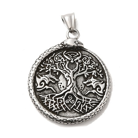 304 Stainless Steel Big Pendants STAS-D091-12AS-1
