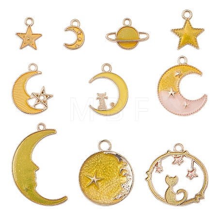 10Pcs 10 Style Alloy Enamel Pendants ENAM-YW0002-81-1
