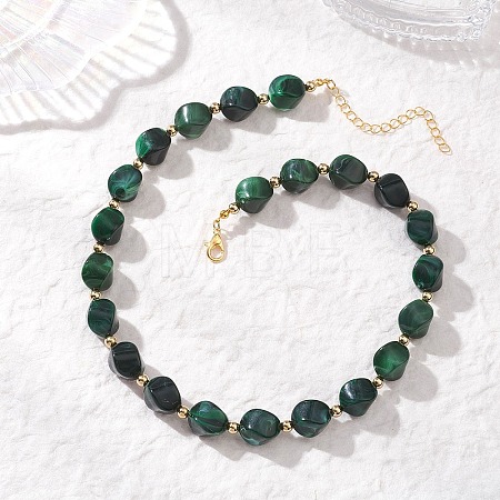 Two Tone Acrylic Twist Beaded Necklaces NJEW-JN05840-02-1
