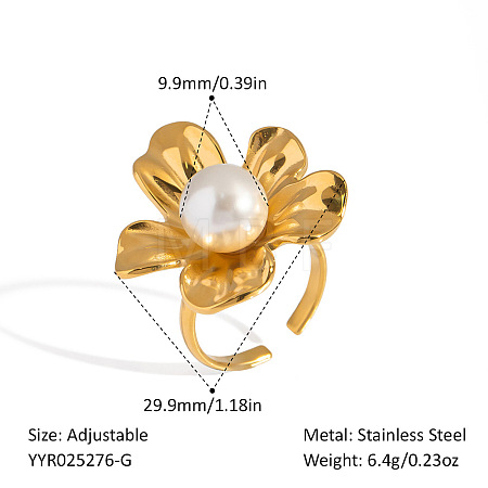 Adjustable 304 Stainless Steel Cuff Open Rings for Women DT4279-2-1