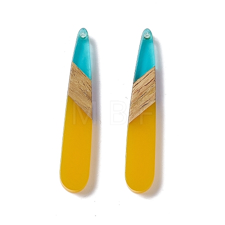 Transparent Resin & Walnut Wood Pendants RESI-M027-12A-1