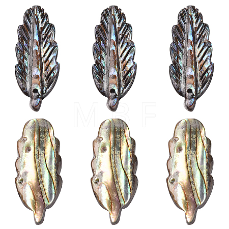 6Pcs Natural Paua Shell Pendants FIND-AR0002-18-1