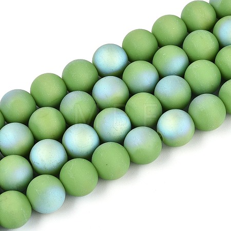 Frosted Opaque Glass Beads Strands GLAA-T032-P10mm-MBB06-1