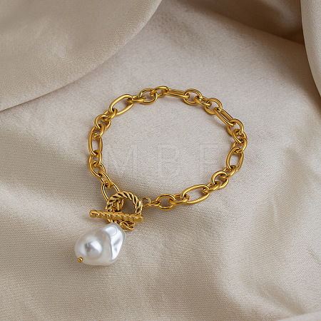 Imitation Baroque Keshi Pearl Teardrop Charm Bracelets OV1022-2-1