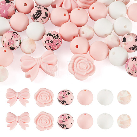 34Pcs 6 Style Silicone Beads SIL-TA0003-52-1