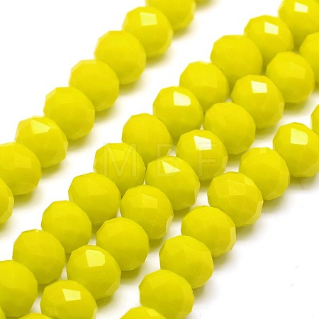 Opaque Solid Color Crystal Glass Rondelle Beads Strands LS-EGLA-F049A-06-1