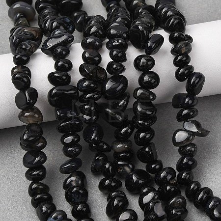 Natural Black Agate Beads Strands G-L655-A01-01A-1