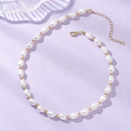 Natural Freshwater Pearl Rice Beaded Necklaces for Women NJEW-JN06018-1