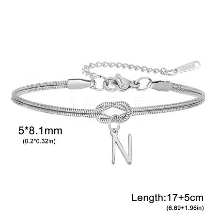 304 Stainless Steel Initial Charm Bracelets FS-WGD8E41-33-1