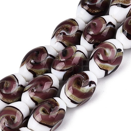 Handmade Gold Sand Lampwork Beads Strands LAMP-Q041-09E-1