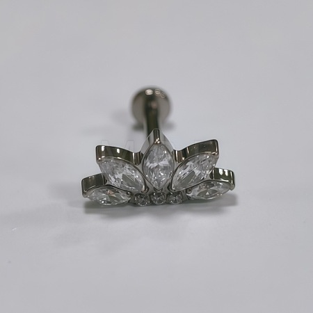 Flower Titanium Alloy Pave Cubic Zirconia Internally Threaded Labrets FS-WG35145-01-1
