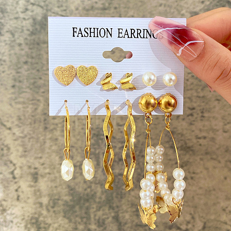 Alloy & Plastic Pearl Earring Sets WG17A46-08-1
