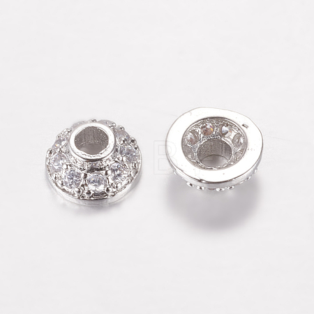 Brass Micro Pave Cubic Zirconia Bead Cap ZIRC-G122-51P-RS-1