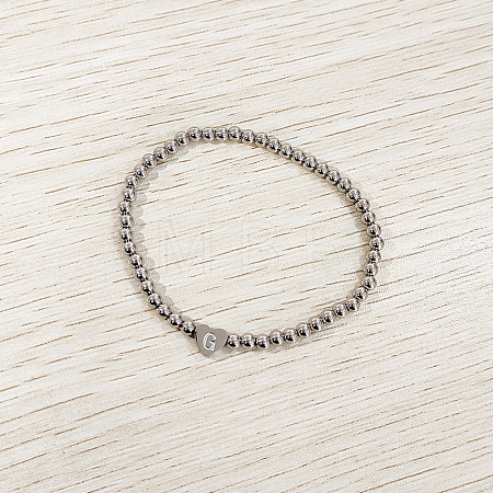 304 Stainless Steel Beads Stretch Bracelets for Women FS-WGC4F34-07-1