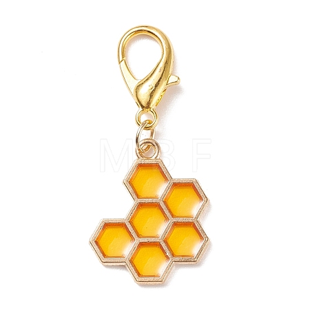 Alloy Enamel Honeycomb Pendant Decorations HJEW-JM00661-01-1