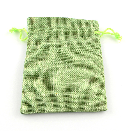 Polyester Imitation Burlap Packing Pouches Drawstring Bags LS-ABAG-R005-9x7-02-1