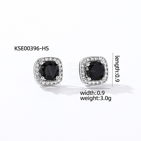 Elegant Zircon Square Stud Earrings for Women TY1635-14-1