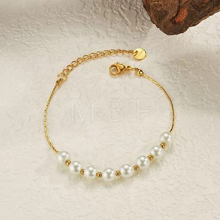 Round Imitation Pearl Beaded Bracelets LN2093-1