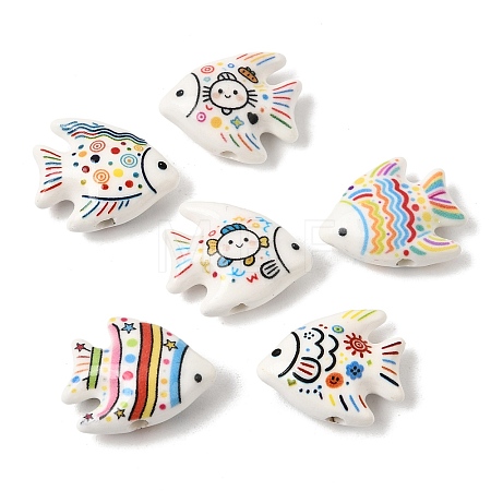 Printed Handmade Porcelain Beads PR-CBAB8C6-02-1