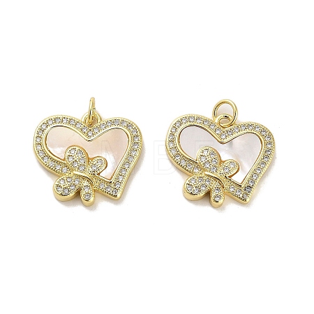 Brass Micro Pave Clear Cubic Zirconia Pendants KK-K365-04C-G-1
