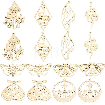 16Pcs 8 Style 201 Stainless Steel Pendants STAS-SC0005-02-1