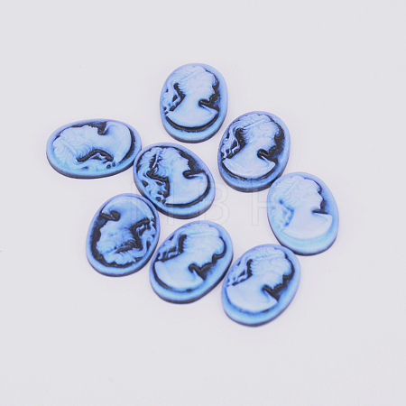 Resin Cameo Lady Head Cabochons CRES-WH0002-01B-1